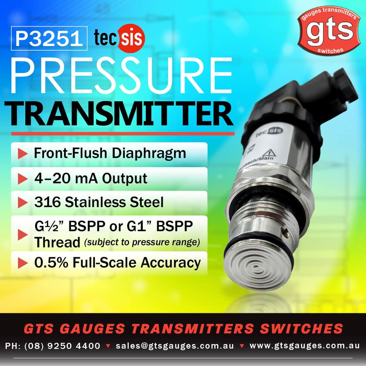 P3251 Pressure Transmitter with Front-Flush Diaphragm