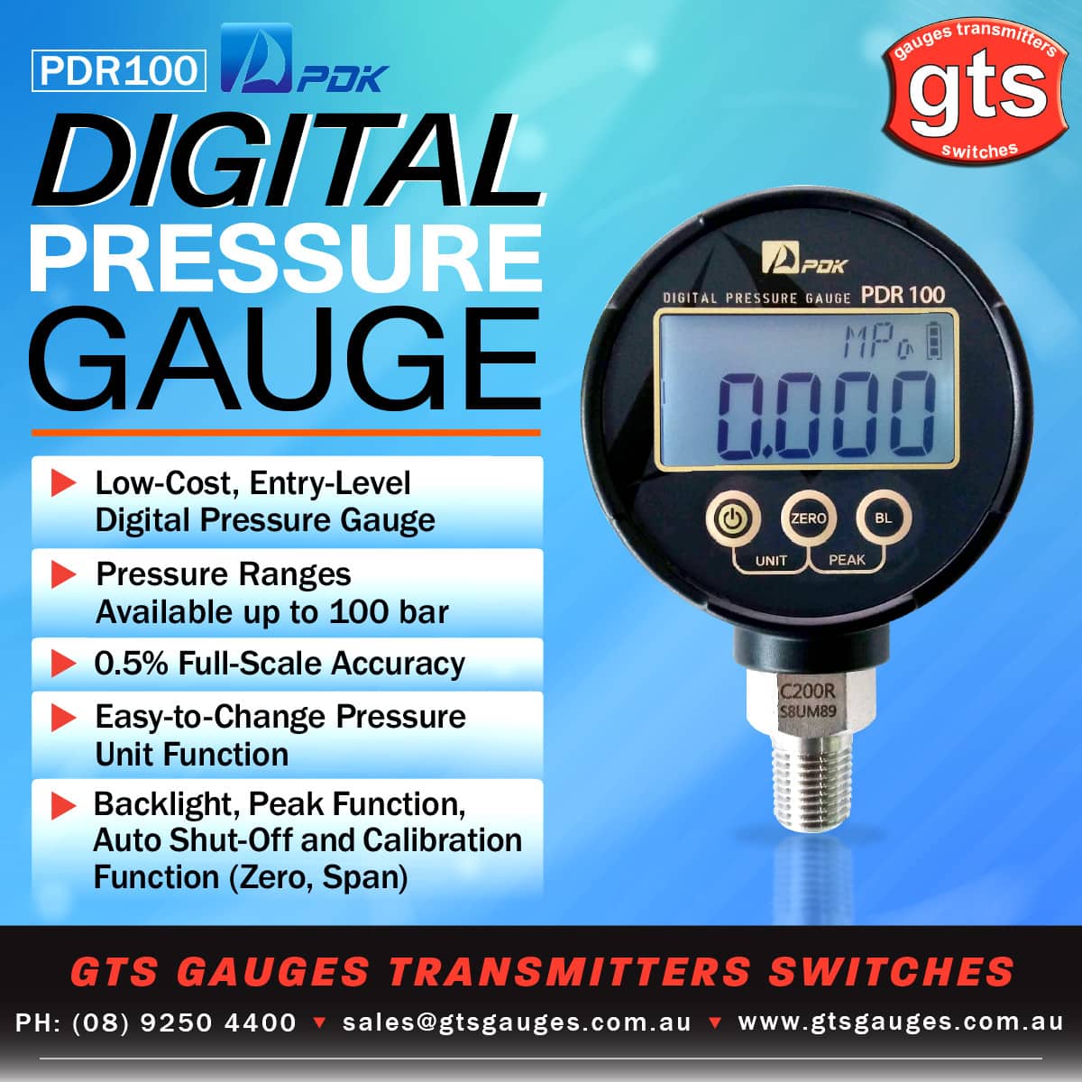 PDK PDR100 Digital Pressure Gauge