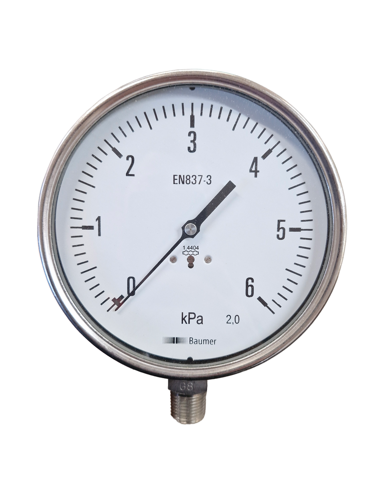 Baumer - Capsule Gauge, 150mm, 0...6kPa, ALL 316 S/S, 1/2"NPT Bottom Entry.  - (Ex-Display Unit)
