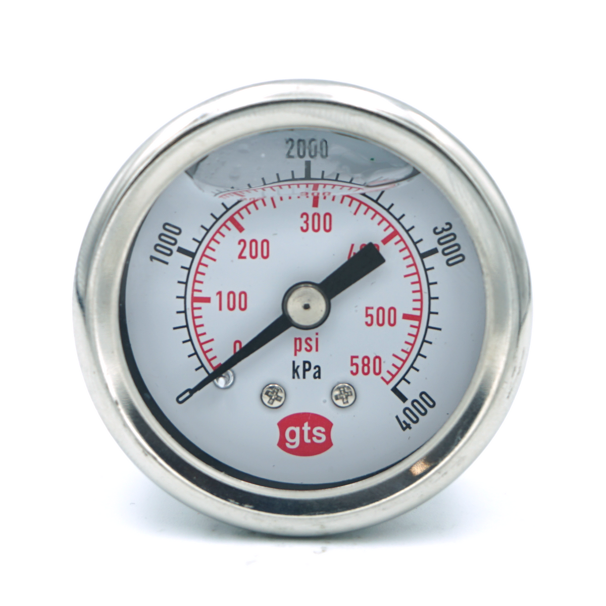 GTS40 40mm Rear-Entry Pressure Gauge: Brass Internals, 1/8" BSPT