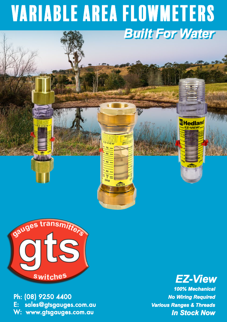 Hedland® Variable Area Low Pressure - Cost Irrigation Flow Meter Water