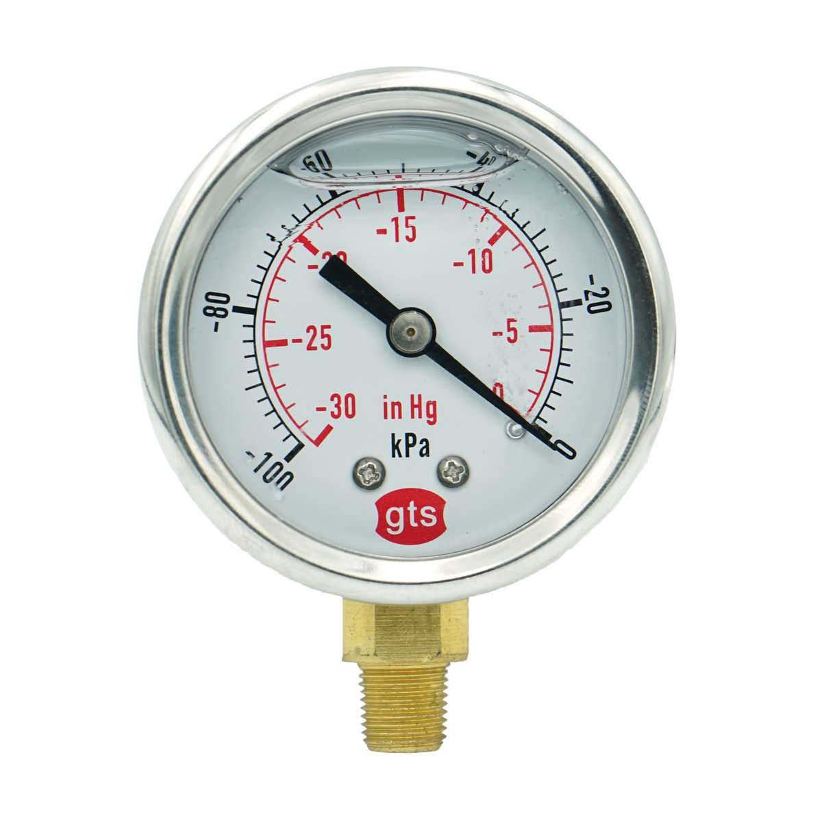 GTS50 50mm Bottom-Entry Pressure Gauge: Brass Internals, 1/8" BSPT