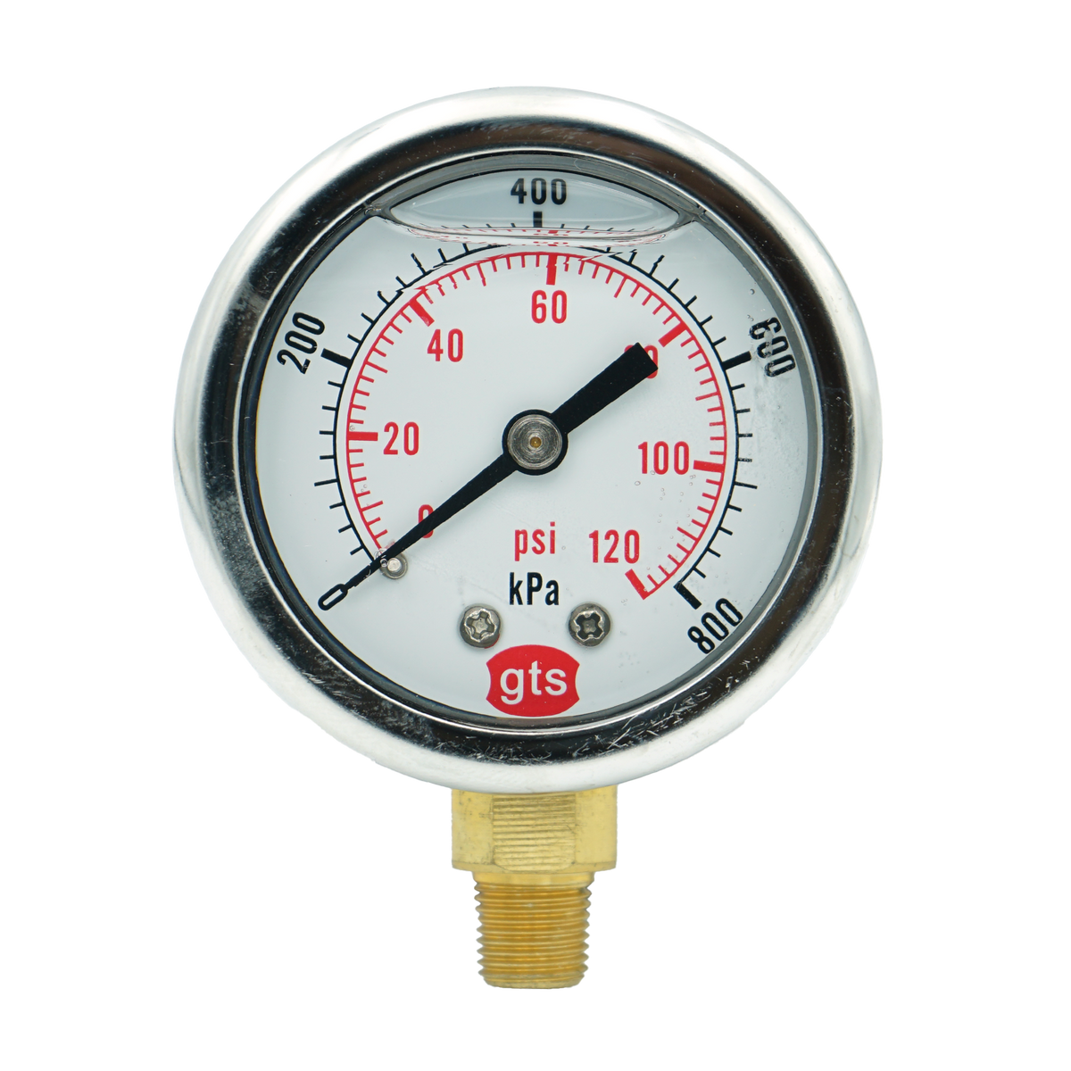 GTS50 50mm Bottom-Entry Pressure Gauge: Brass Internals, 1/8" BSPT