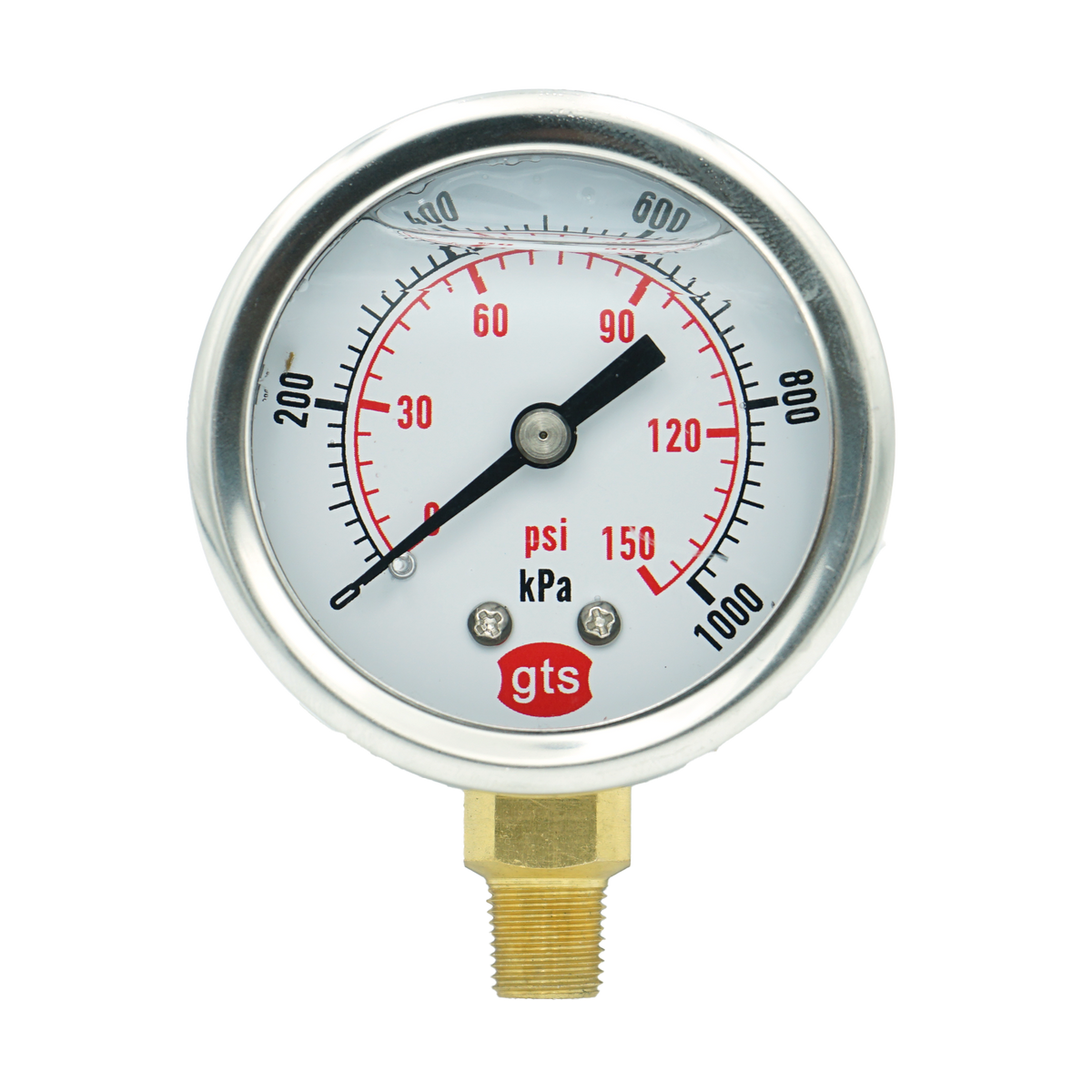 GTS50 50mm Bottom-Entry Pressure Gauge: Brass Internals, 1/8" BSPT