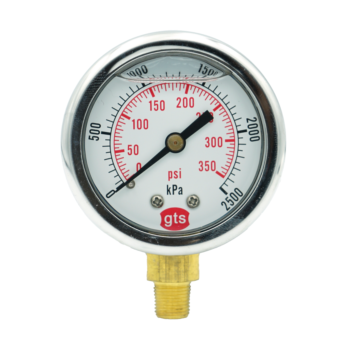 GTS50 50mm Bottom-Entry Pressure Gauge: Brass Internals, 1/8" BSPT