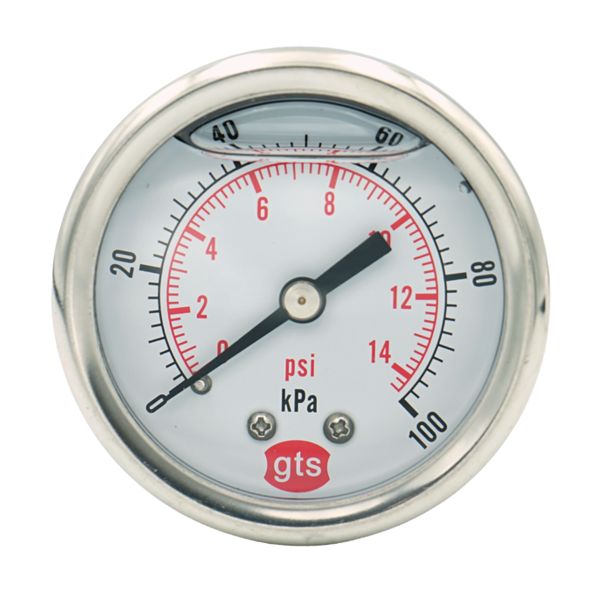 GTS50 50mm Rear-Entry Pressure Gauge: Brass Internals, 1/8" BSPT