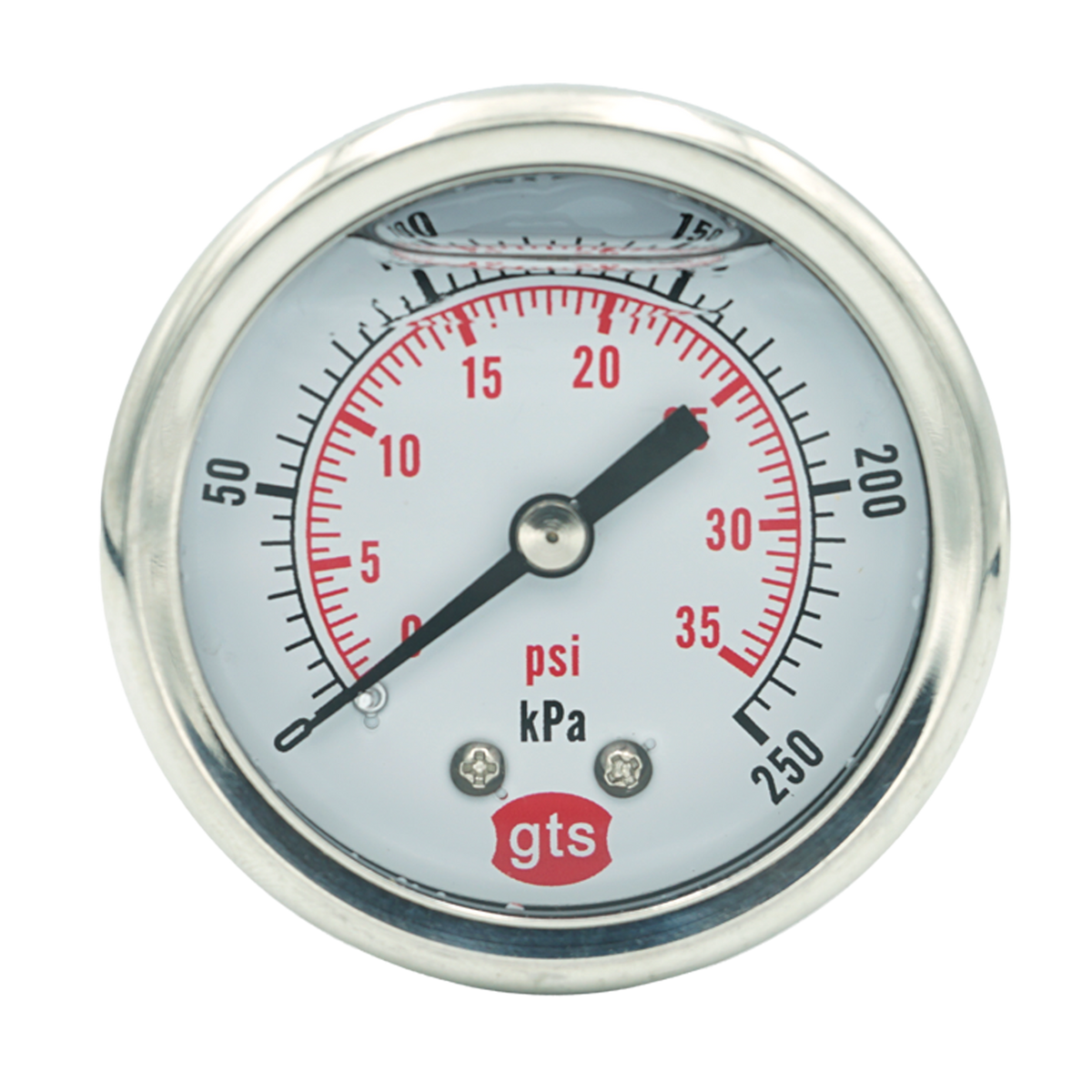 GTS50 50mm Rear-Entry Pressure Gauge: Brass Internals, 1/8" BSPT