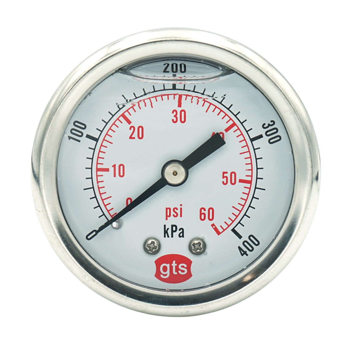 GTS50 50mm Rear-Entry Pressure Gauge: Brass Internals, 1/8" BSPT
