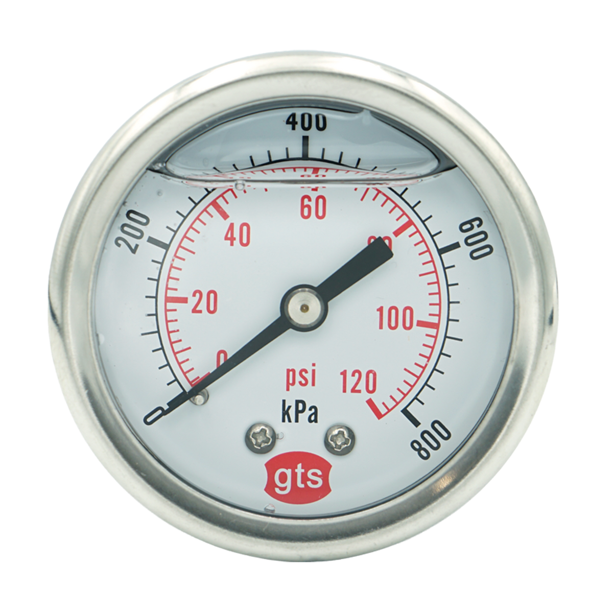 GTS50 50mm Rear-Entry Pressure Gauge: Brass Internals, 1/8" BSPT