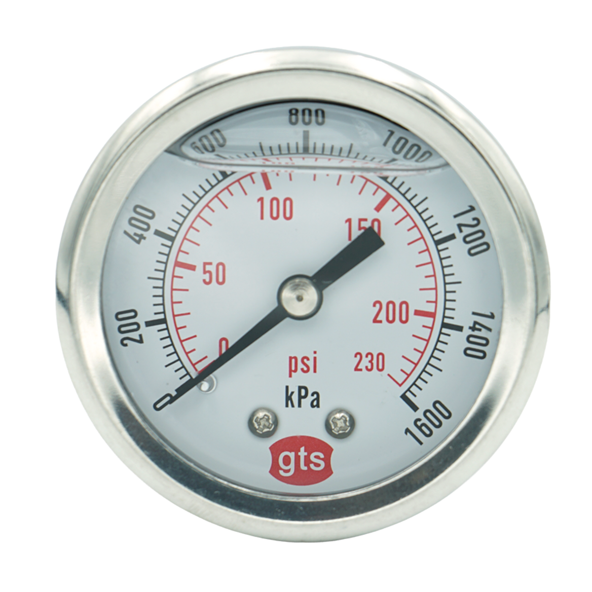 GTS50 50mm Rear-Entry Pressure Gauge: Brass Internals, 1/8" BSPT