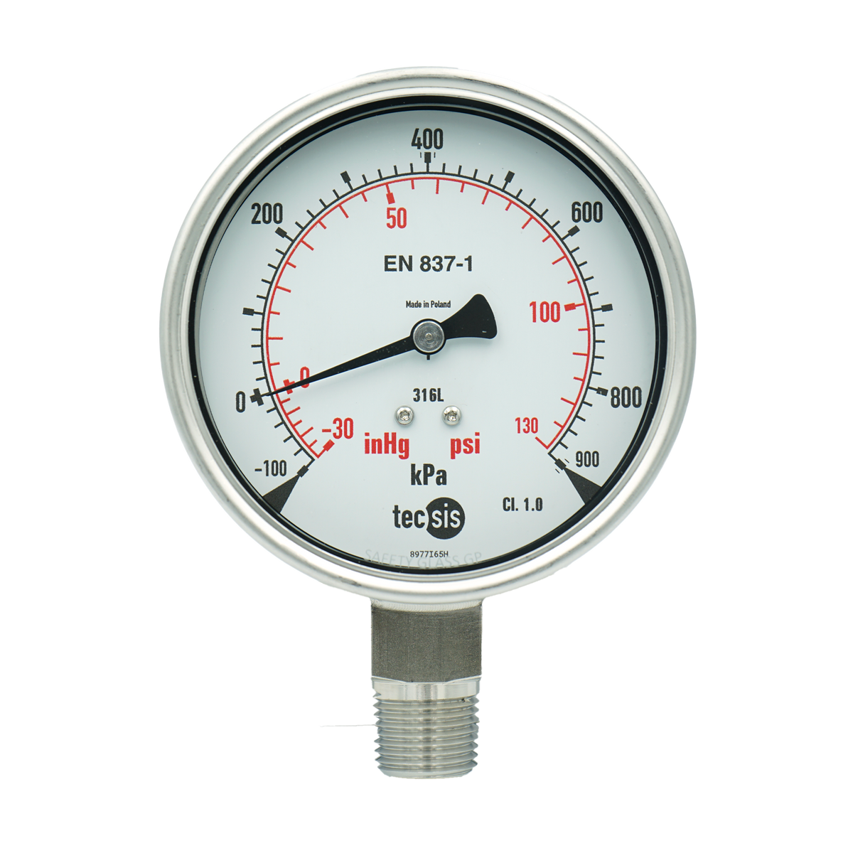 P2032 63mm Bottom-Entry Pressure Gauge: All Stainless Steel, 1/4" BSPT