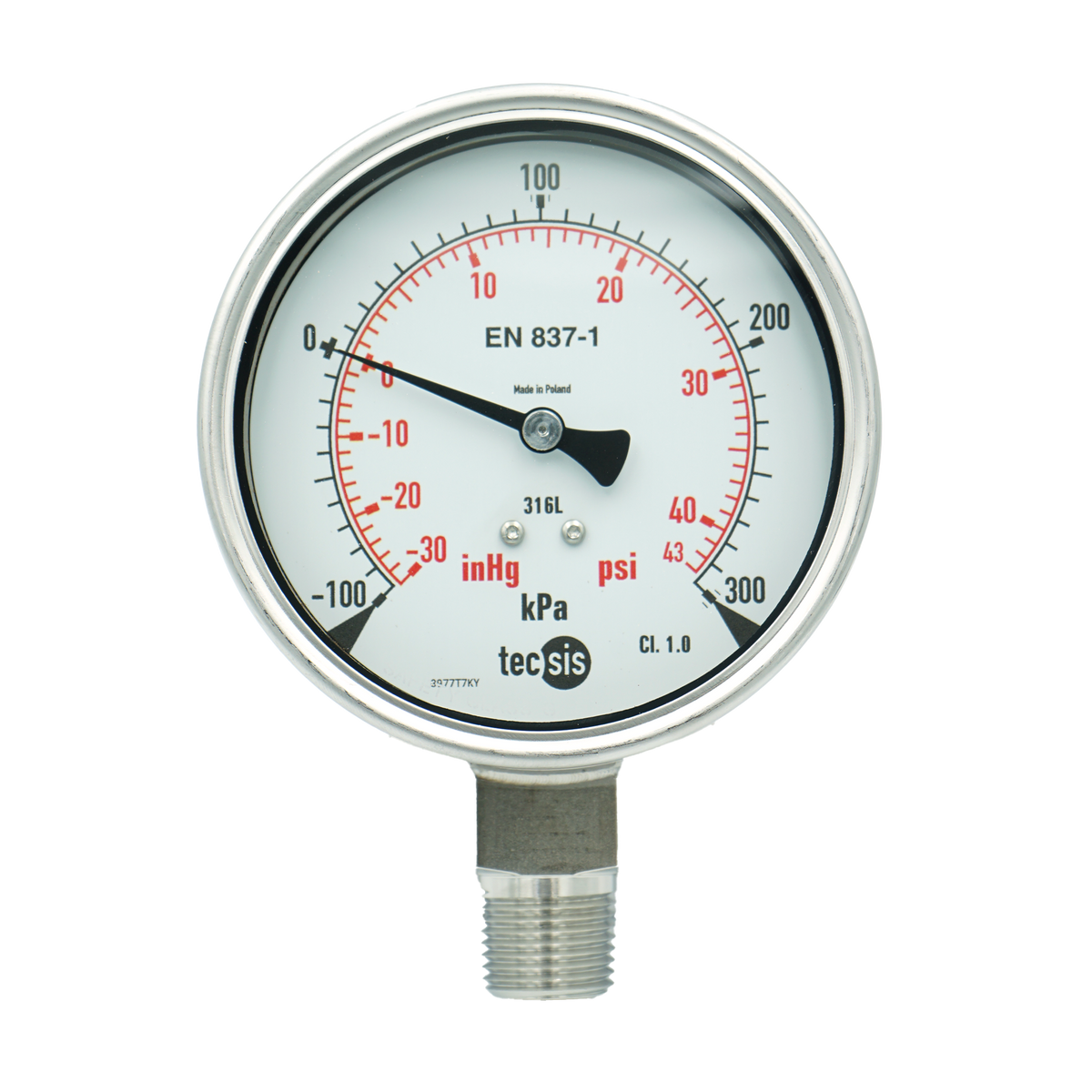 P2032 63mm Bottom-Entry Pressure Gauge: All Stainless Steel, 1/4" BSPT