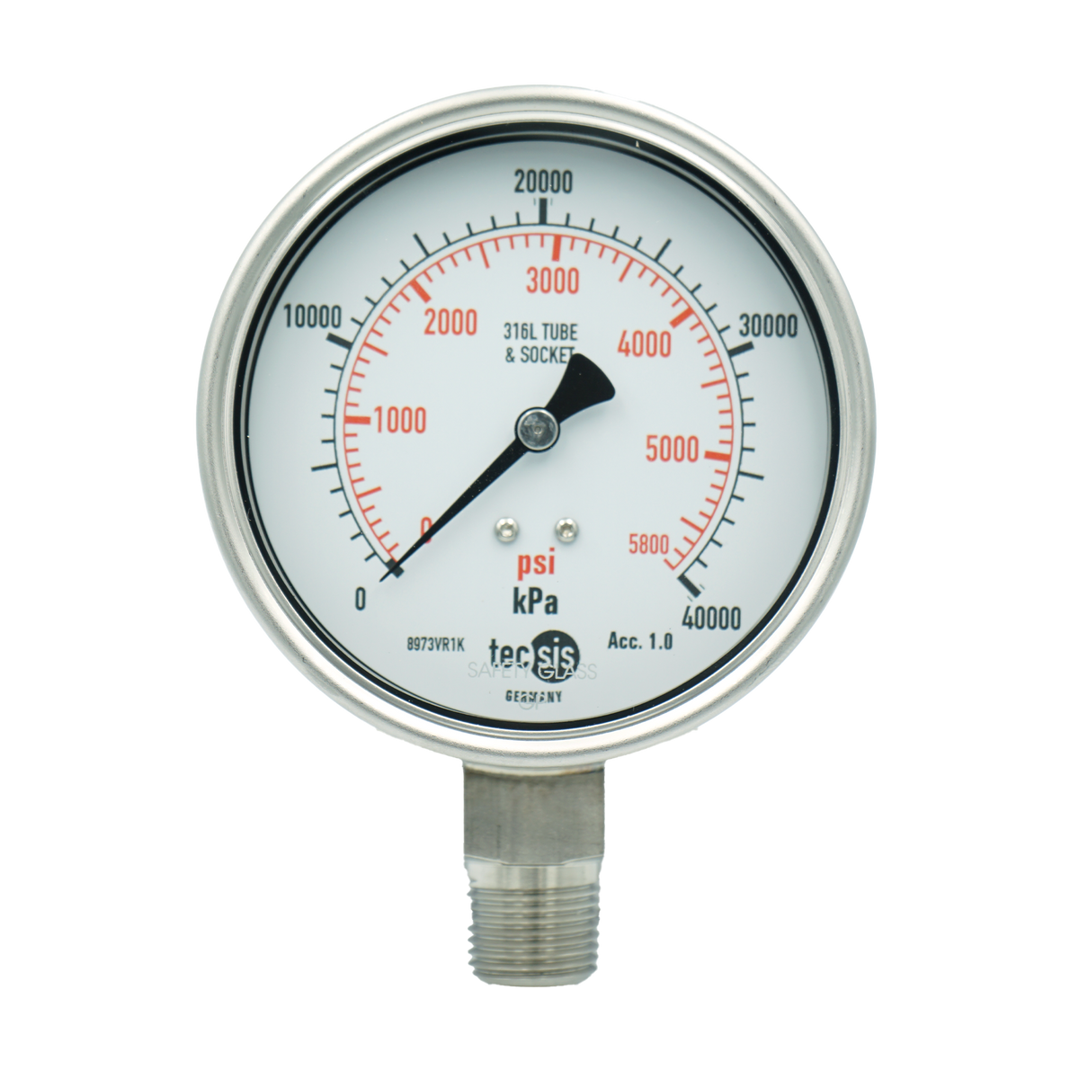 P2032 63mm Bottom-Entry Pressure Gauge: All Stainless Steel, 1/4" BSPT