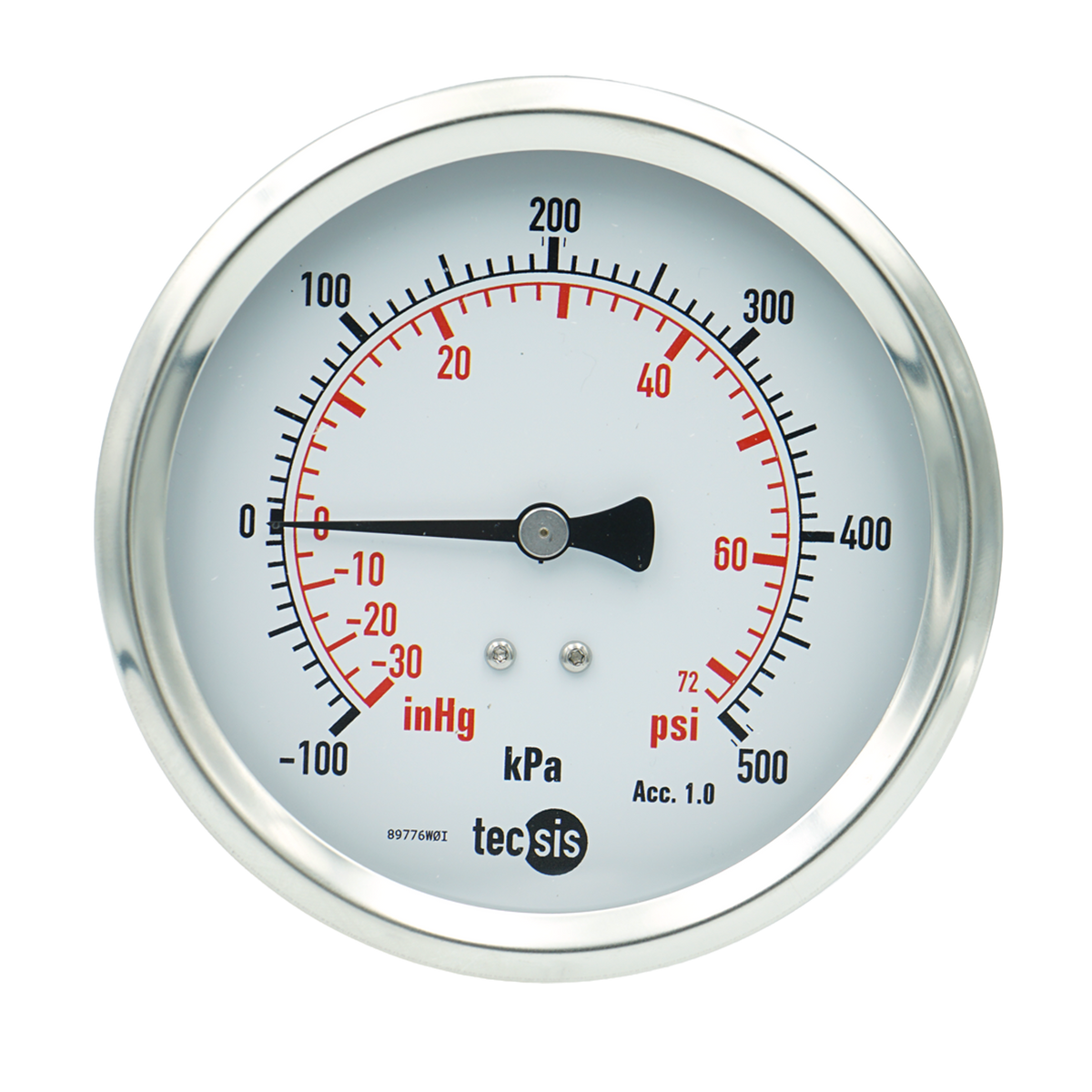 P1777 100mm Rear Entry Pressure Gauge: Brass Internals