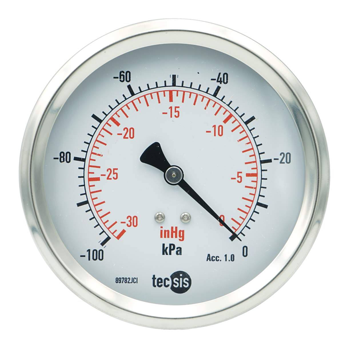 P1777 100mm Rear Entry Pressure Gauge: Brass Internals