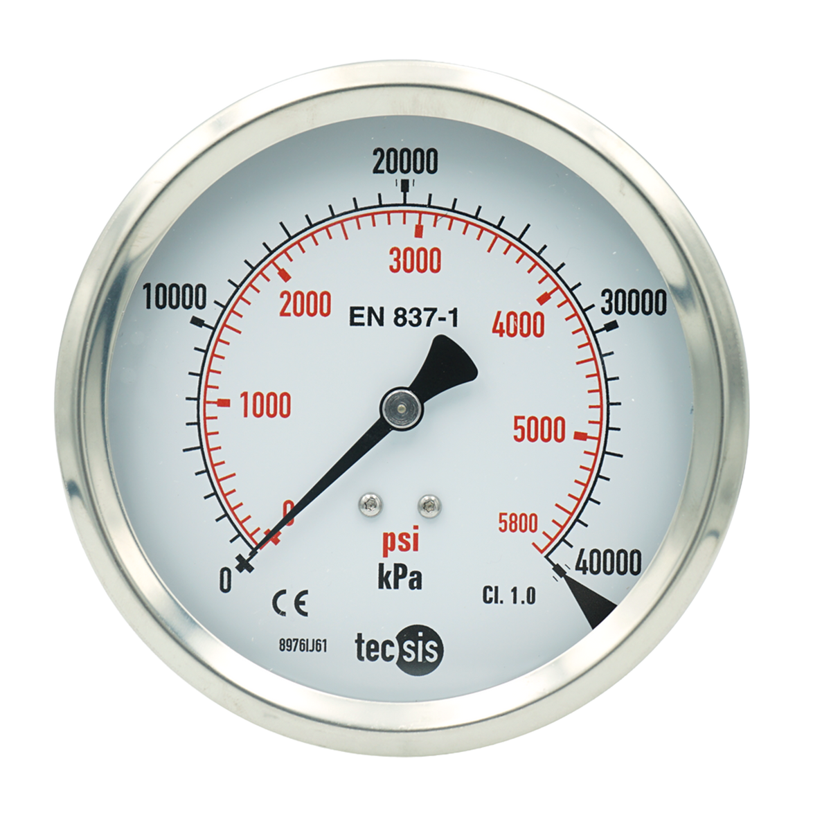 P2329 100mm Rear-Entry Pressure Gauge: All Stainless Steel, 1/2" NPT