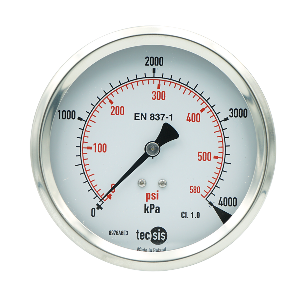 P2329 100mm Rear-Entry Pressure Gauge: All Stainless Steel, 1/2" NPT