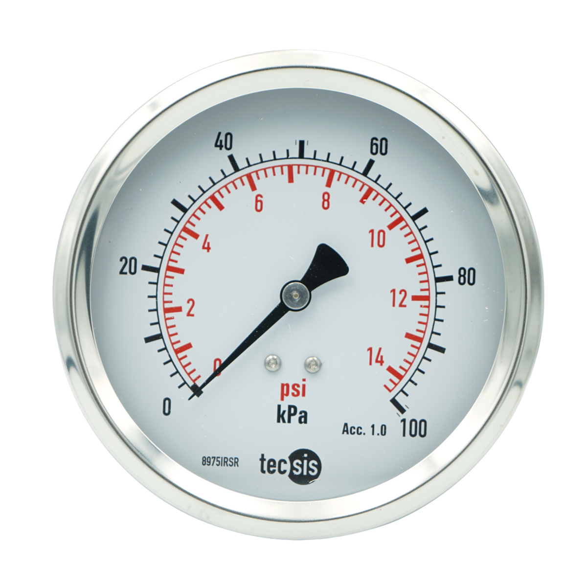 P1777 100mm Rear Entry Pressure Gauge: Brass Internals