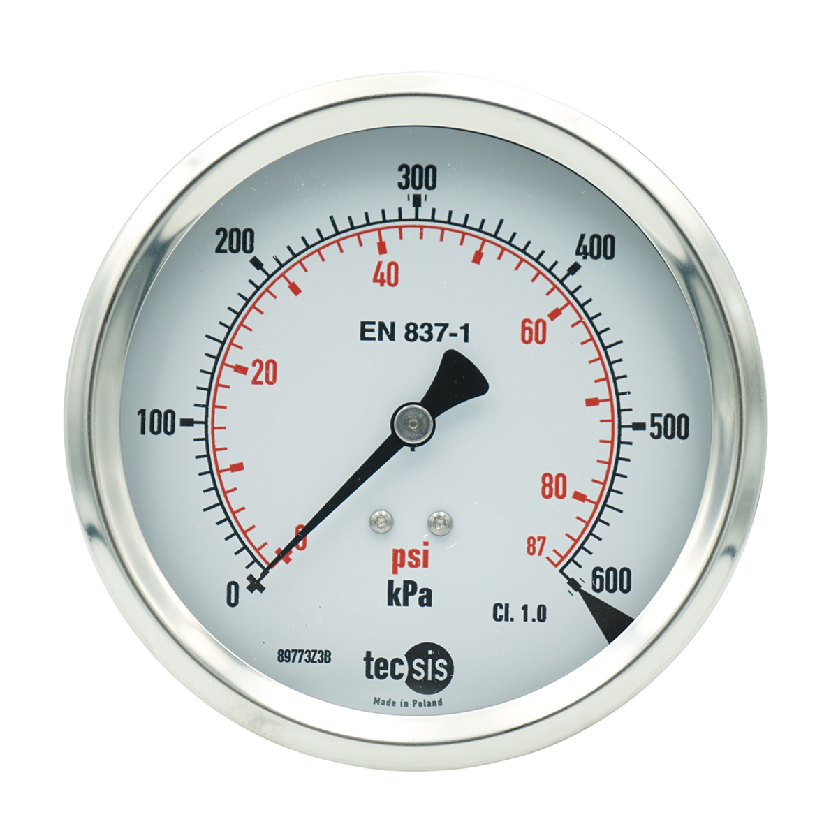P1777 100mm Rear Entry Pressure Gauge: Brass Internals
