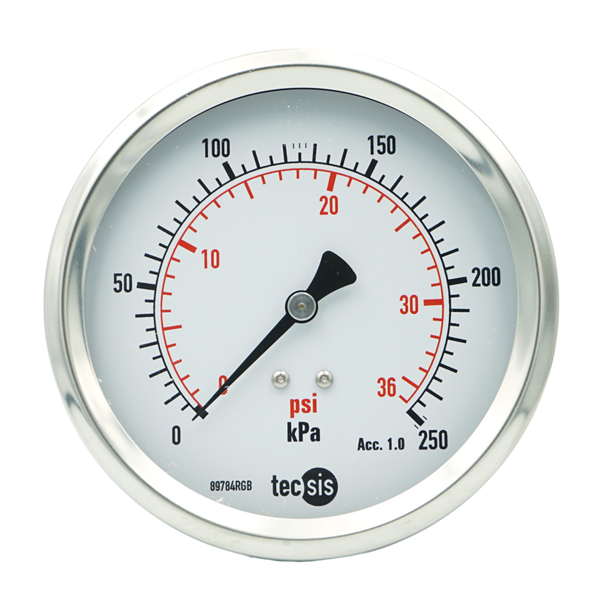 P2329 100mm Rear-Entry Pressure Gauge: All Stainless Steel, 1/2" NPT