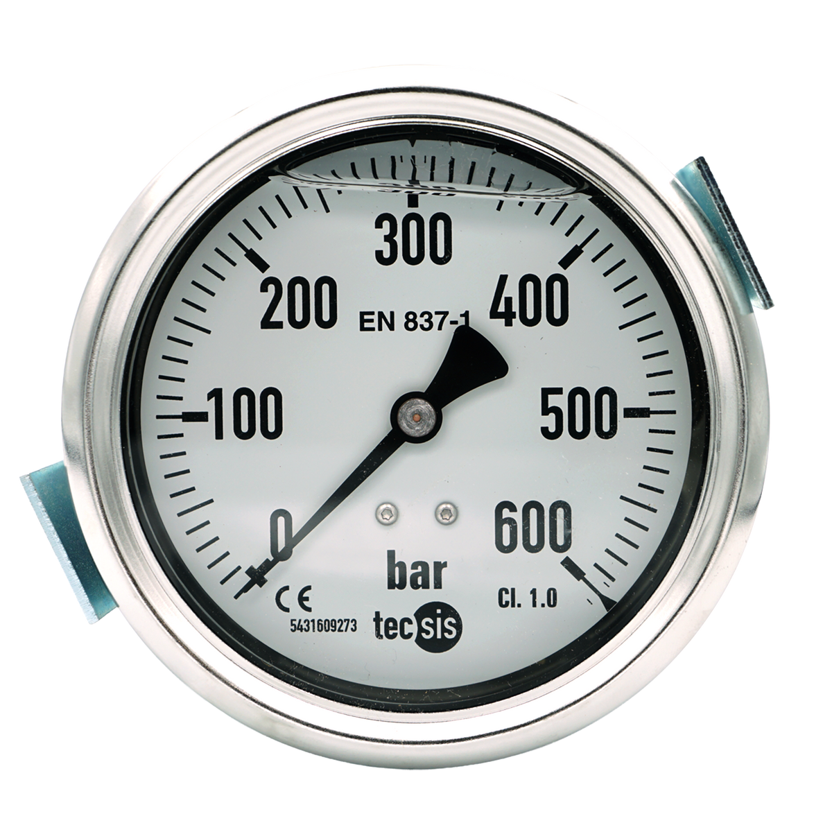P1777 100mm Rear Entry Pressure Gauge: Brass Internals