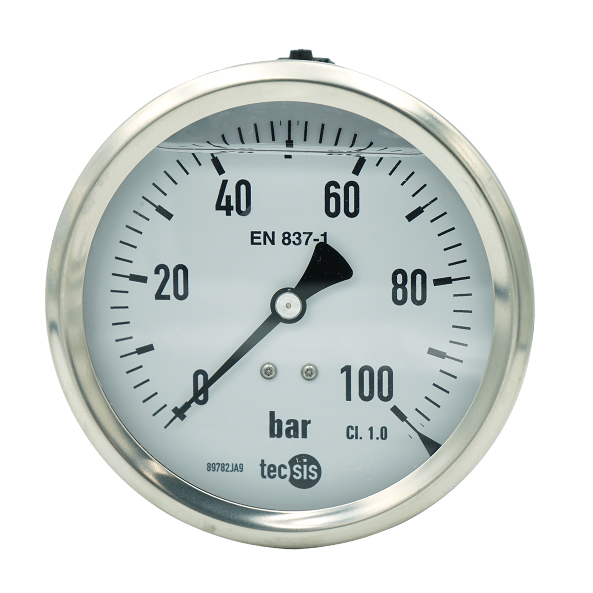 P1777 100mm Rear Entry Pressure Gauge: Brass Internals