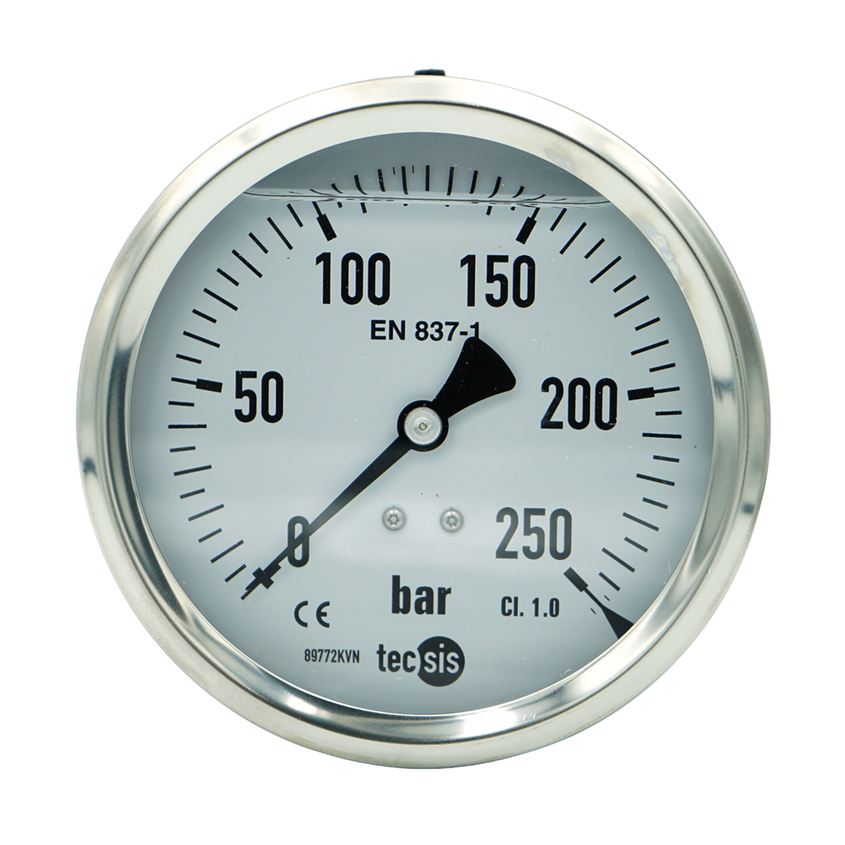 P1777 100mm Rear Entry Pressure Gauge: Brass Internals