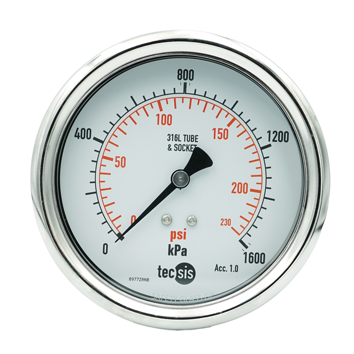 P2329 100mm Rear-Entry Pressure Gauge: All Stainless Steel, 1/2" NPT