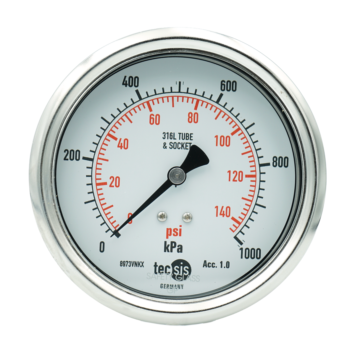 P2329 100mm Rear-Entry Pressure Gauge: All Stainless Steel, 1/2" NPT
