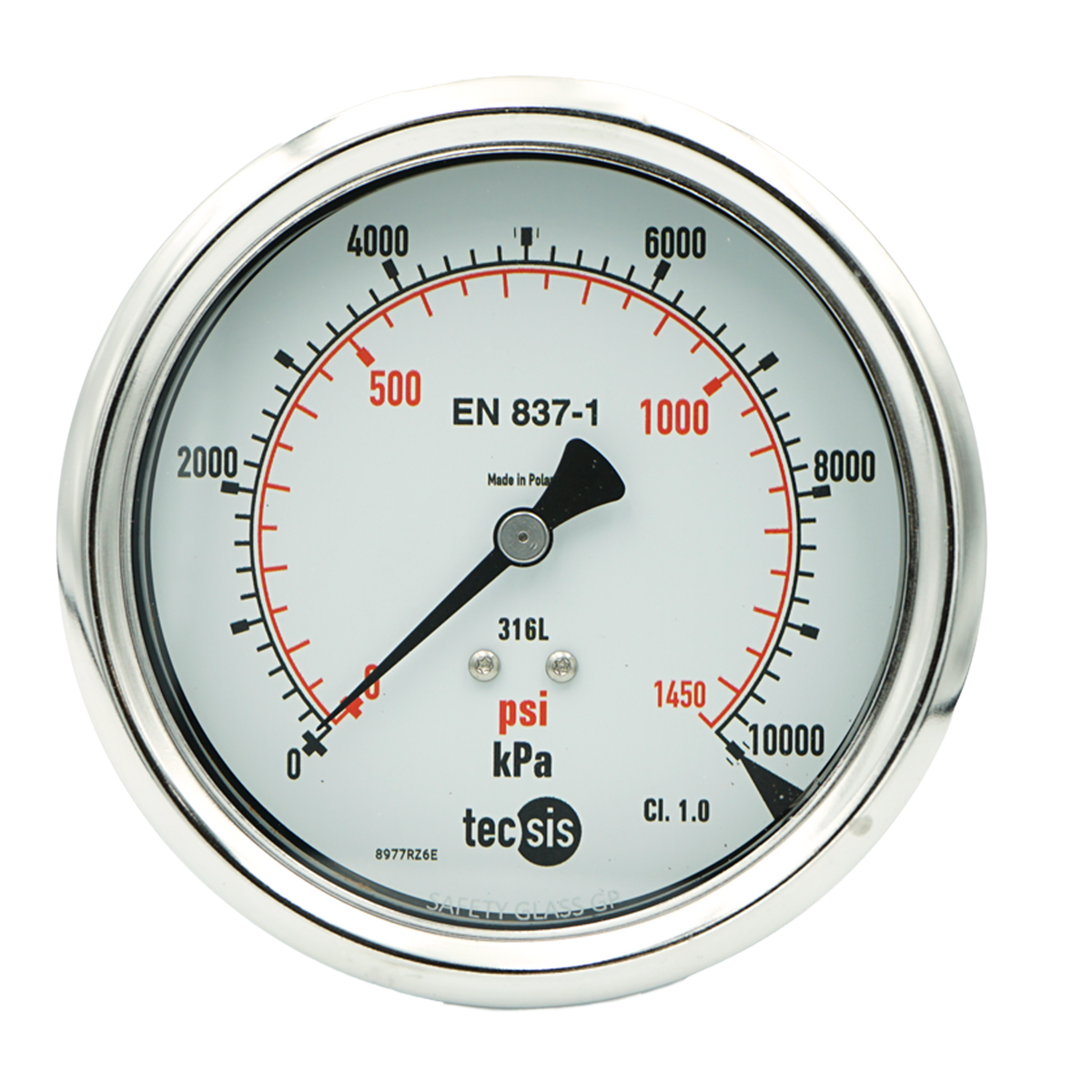 P2329 100mm Rear-Entry Pressure Gauge: All Stainless Steel, 1/2" NPT