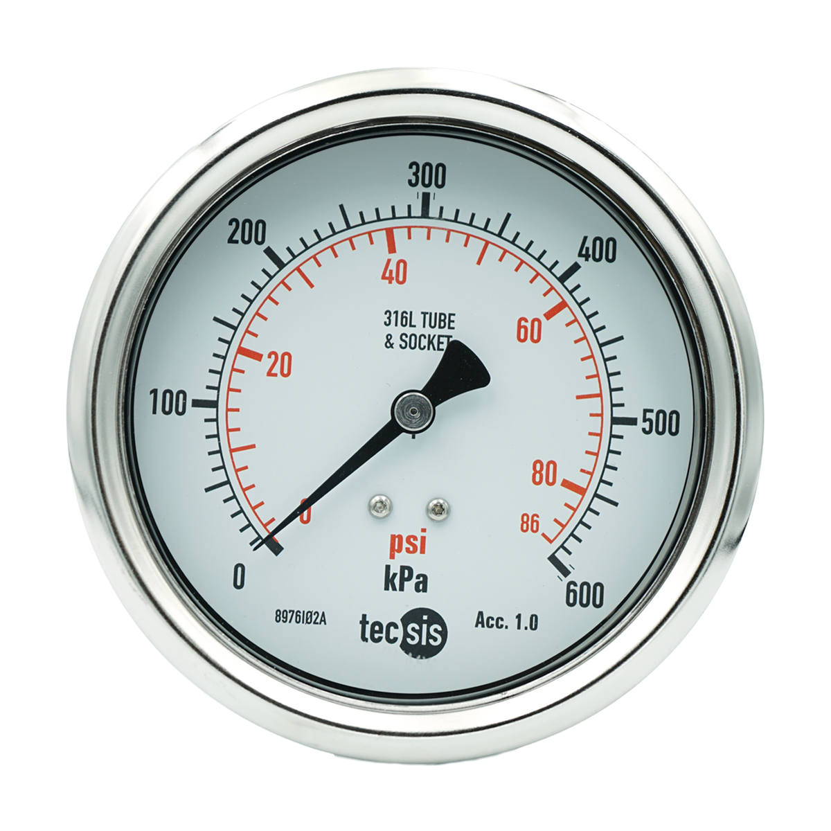 P2329 100mm Rear-Entry Pressure Gauge: All Stainless Steel, 1/2" NPT