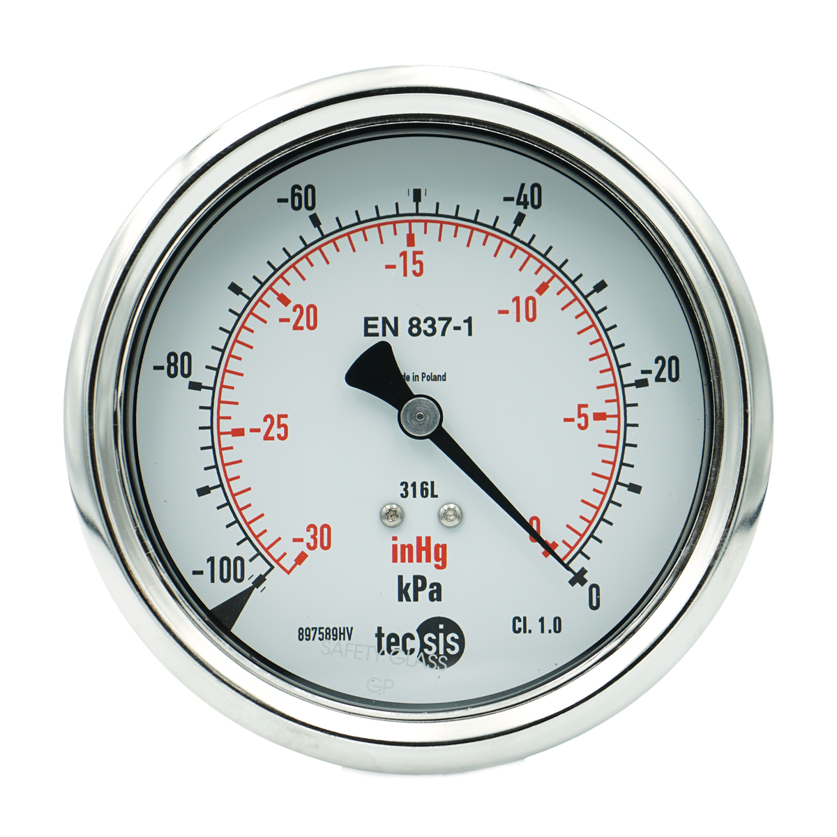 P2329 100mm Rear-Entry Pressure Gauge: All Stainless Steel, 1/2" NPT