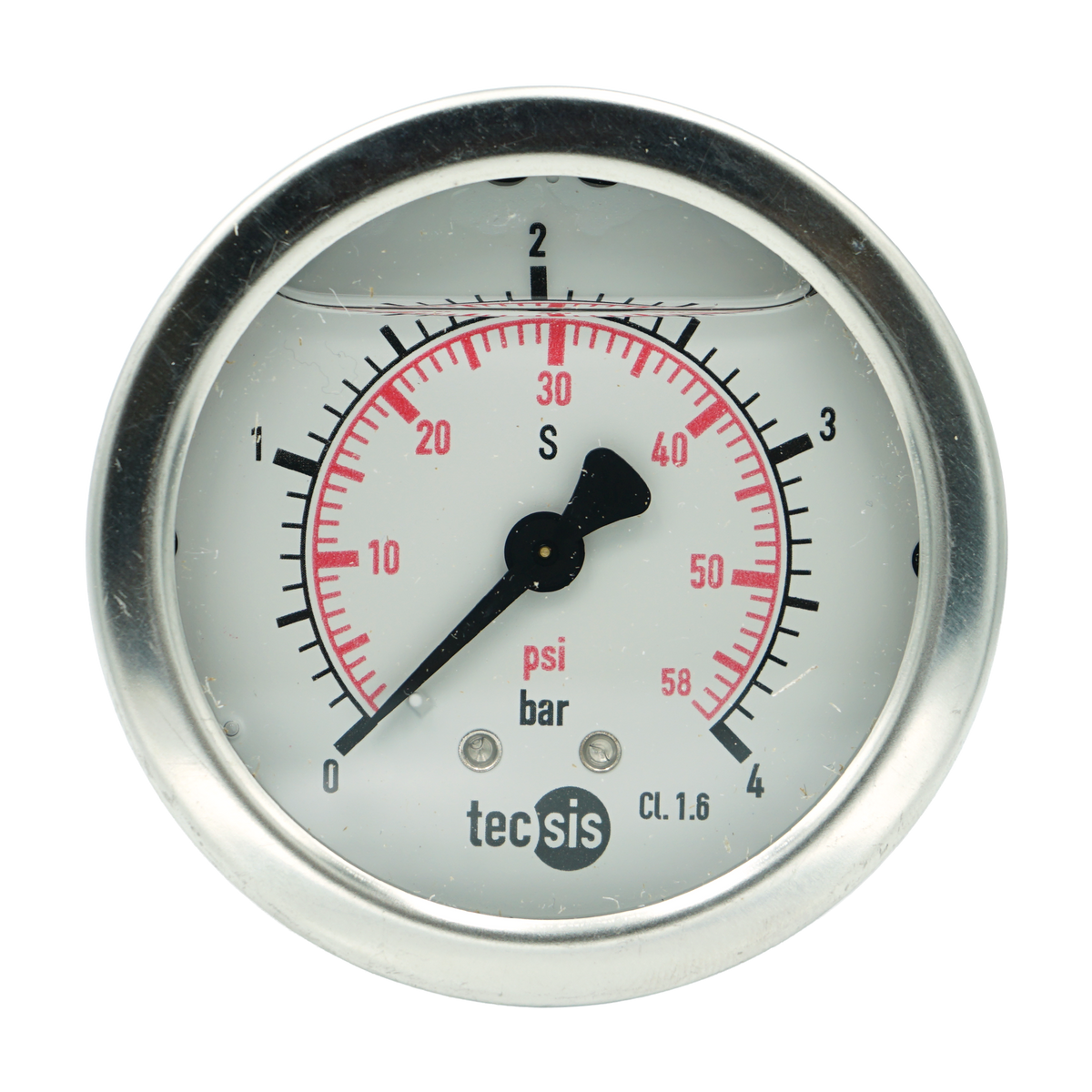 P1453 63mm Rear-Entry Pressure Gauge: Brass Internals, 1/4" BSPT or G1/4" BSPP