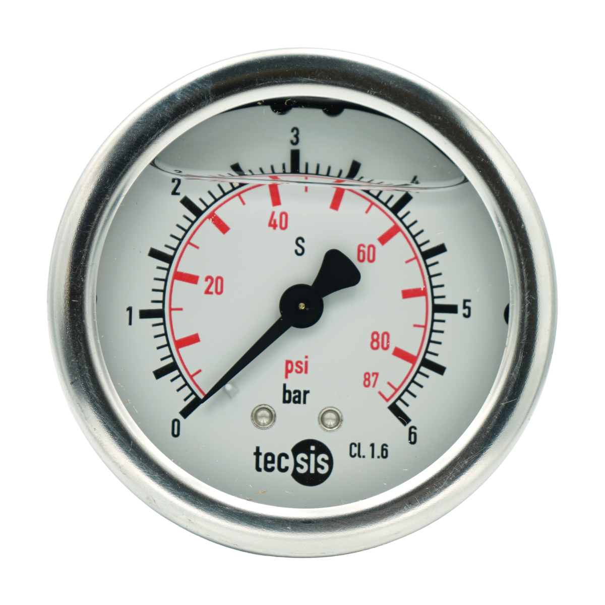 P1453 63mm Rear-Entry Pressure Gauge: Brass Internals, 1/4" BSPT or G1/4" BSPP