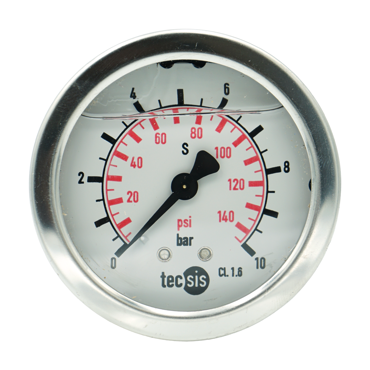P1453 63mm Rear-Entry Pressure Gauge: Brass Internals, 1/4" BSPT or G1/4" BSPP