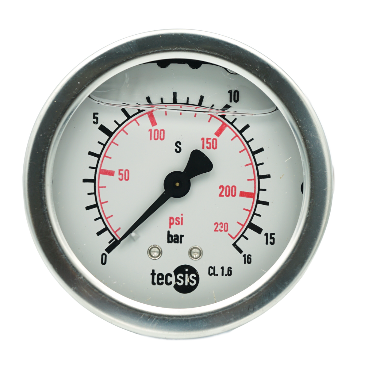P1453 63mm Rear-Entry Pressure Gauge: Brass Internals, 1/4" BSPT or G1/4" BSPP