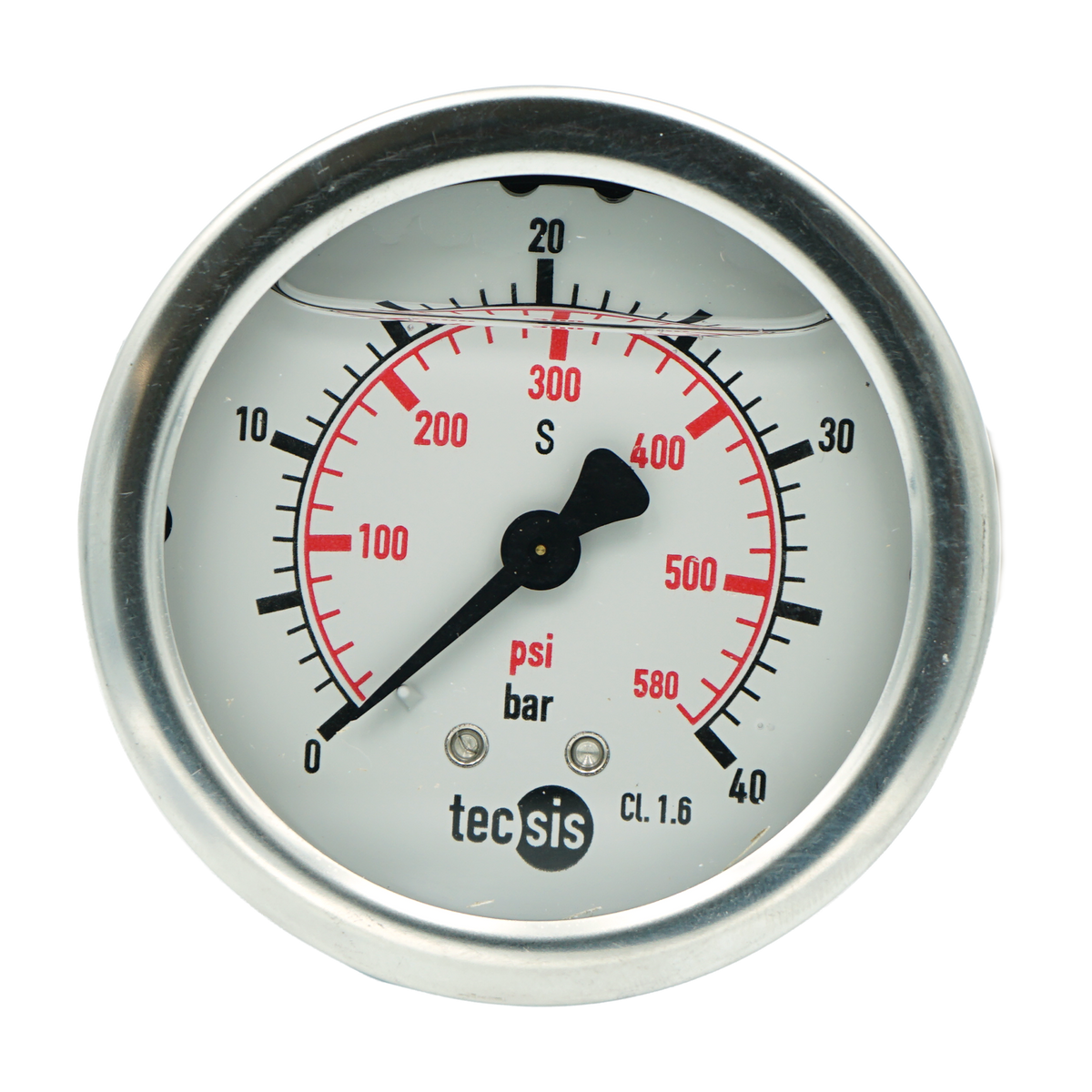 P1453 63mm Rear-Entry Pressure Gauge: Brass Internals, 1/4" BSPT or G1/4" BSPP