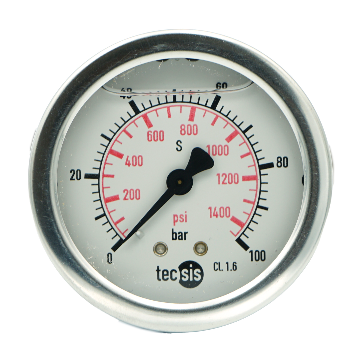 P1453 63mm Rear-Entry Pressure Gauge: Brass Internals, 1/4" BSPT or G1/4" BSPP