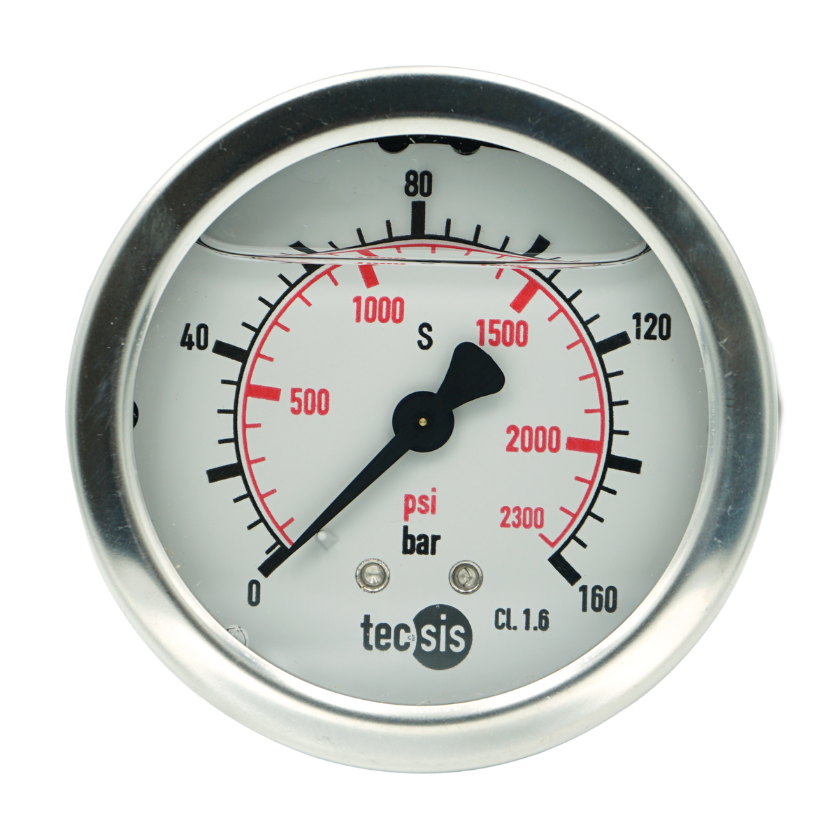 P1453 63mm Rear-Entry Pressure Gauge: Brass Internals, 1/4" BSPT or G1/4" BSPP