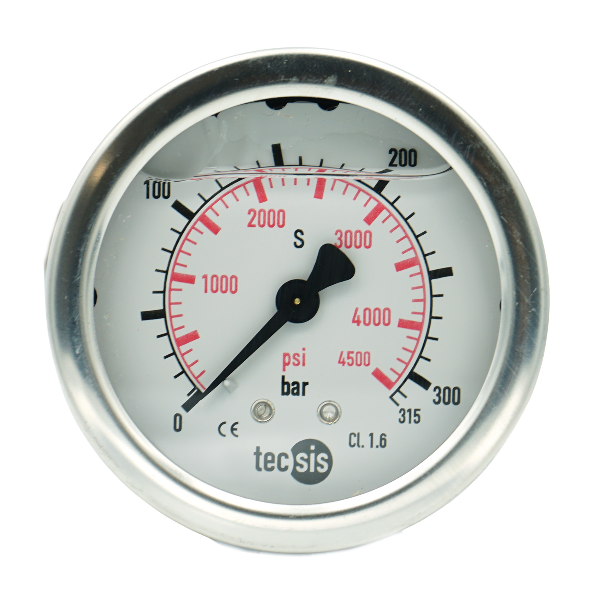 P1453 63mm Rear-Entry Pressure Gauge: Brass Internals, 1/4" BSPT or G1/4" BSPP
