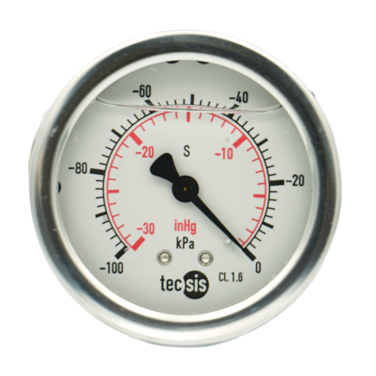 P1453 63mm Rear-Entry Pressure Gauge: Brass Internals, 1/4" BSPT or G1/4" BSPP
