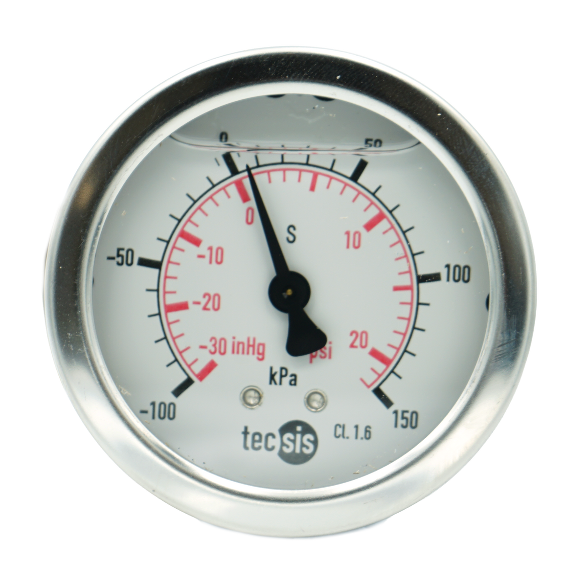P1453 63mm Rear-Entry Pressure Gauge: Brass Internals, 1/4" BSPT or G1/4" BSPP