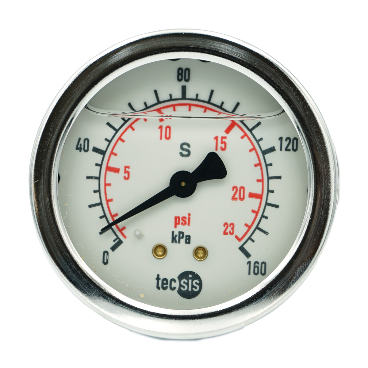 P1453 63mm Rear-Entry Pressure Gauge: Brass Internals, 1/4" BSPT or G1/4" BSPP