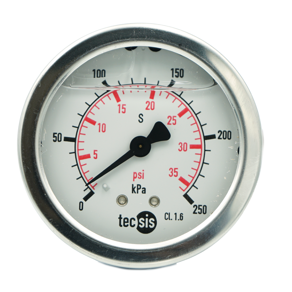 P1453 63mm Rear-Entry Pressure Gauge: Brass Internals, 1/4" BSPT or G1/4" BSPP