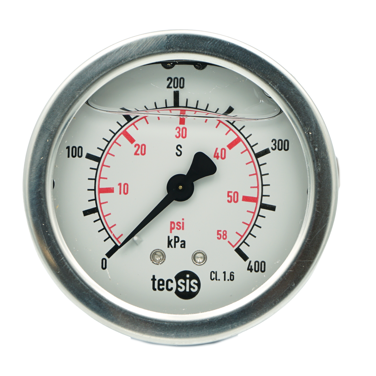 P1453 63mm Rear-Entry Pressure Gauge: Brass Internals, 1/4" BSPT or G1/4" BSPP