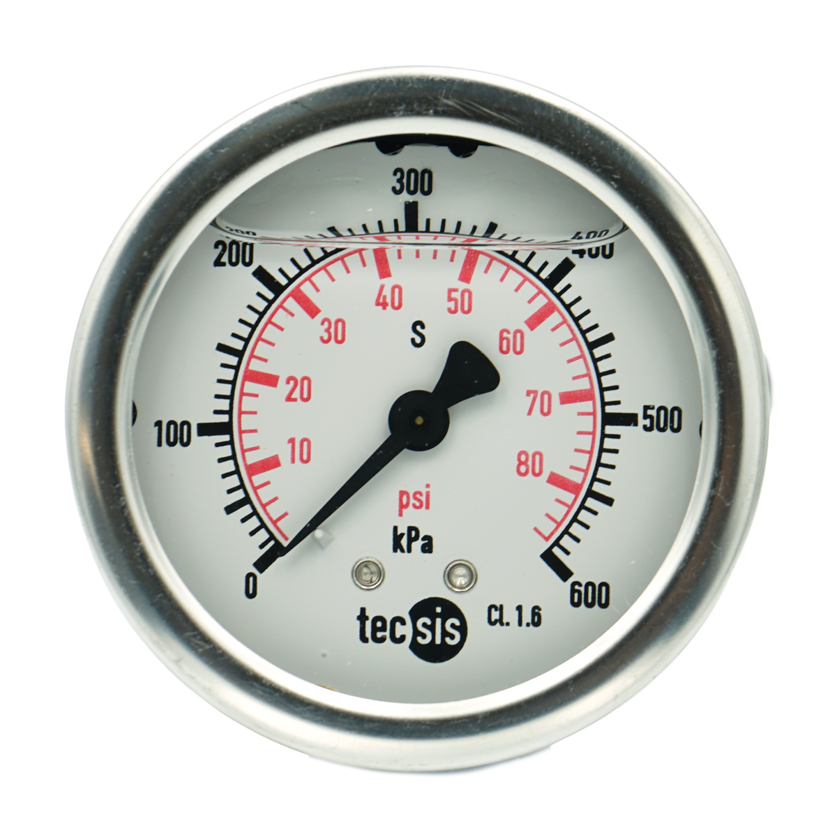 P1453 63mm Rear-Entry Pressure Gauge: Brass Internals, 1/4" BSPT or G1/4" BSPP