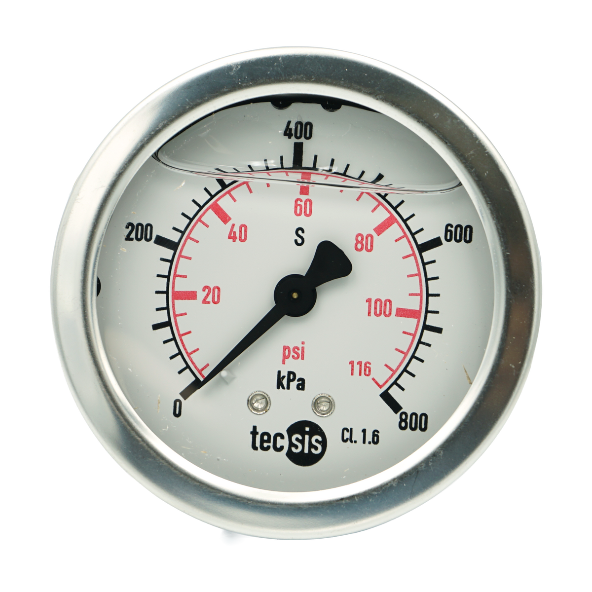 P1453 63mm Rear-Entry Pressure Gauge: Brass Internals, 1/4" BSPT or G1/4" BSPP