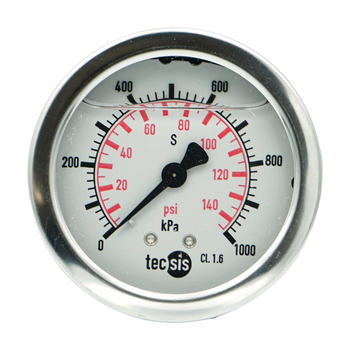 P1453 63mm Rear-Entry Pressure Gauge: Brass Internals, 1/4" BSPT or G1/4" BSPP