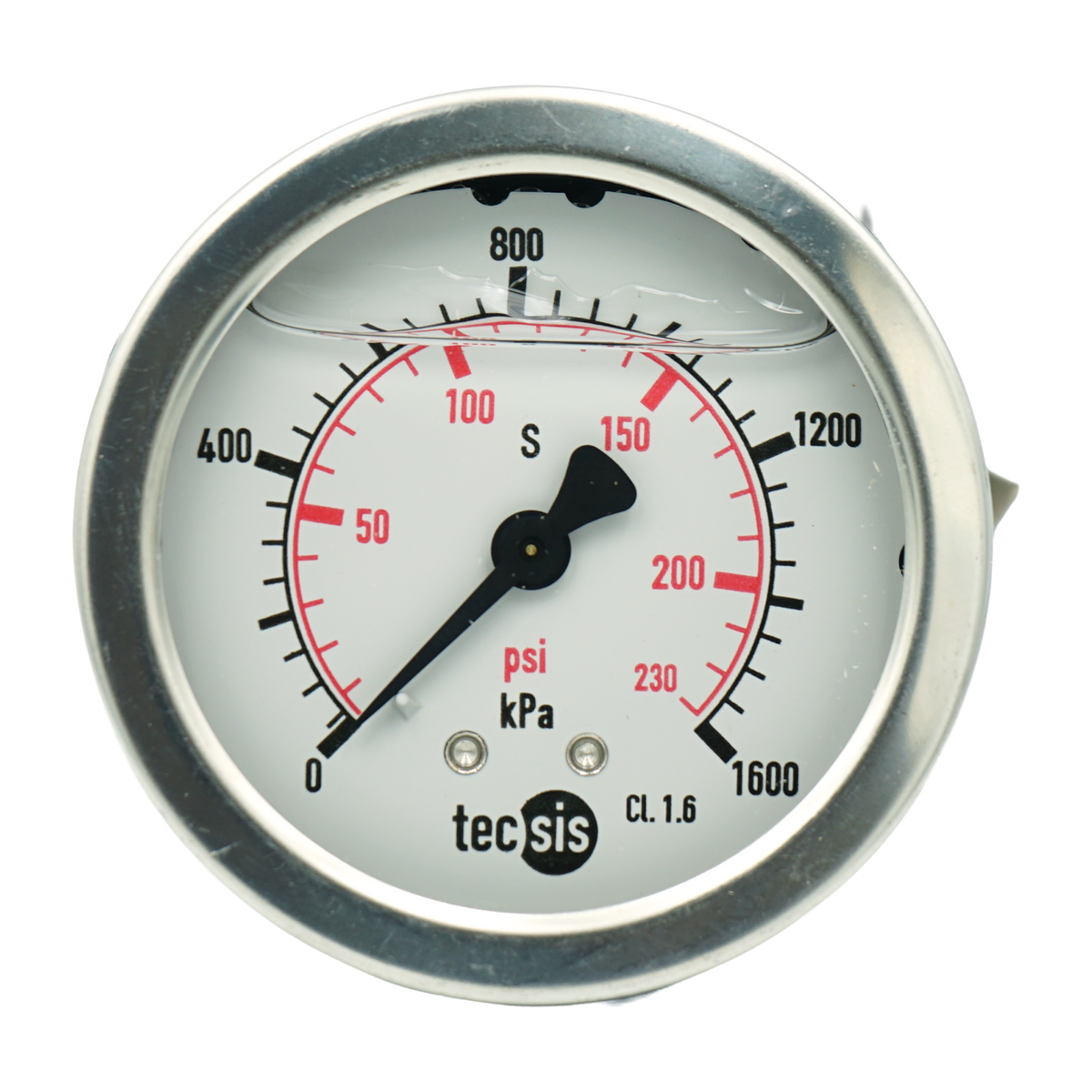 P1453 63mm Rear-Entry Pressure Gauge: Brass Internals, 1/4" BSPT or G1/4" BSPP