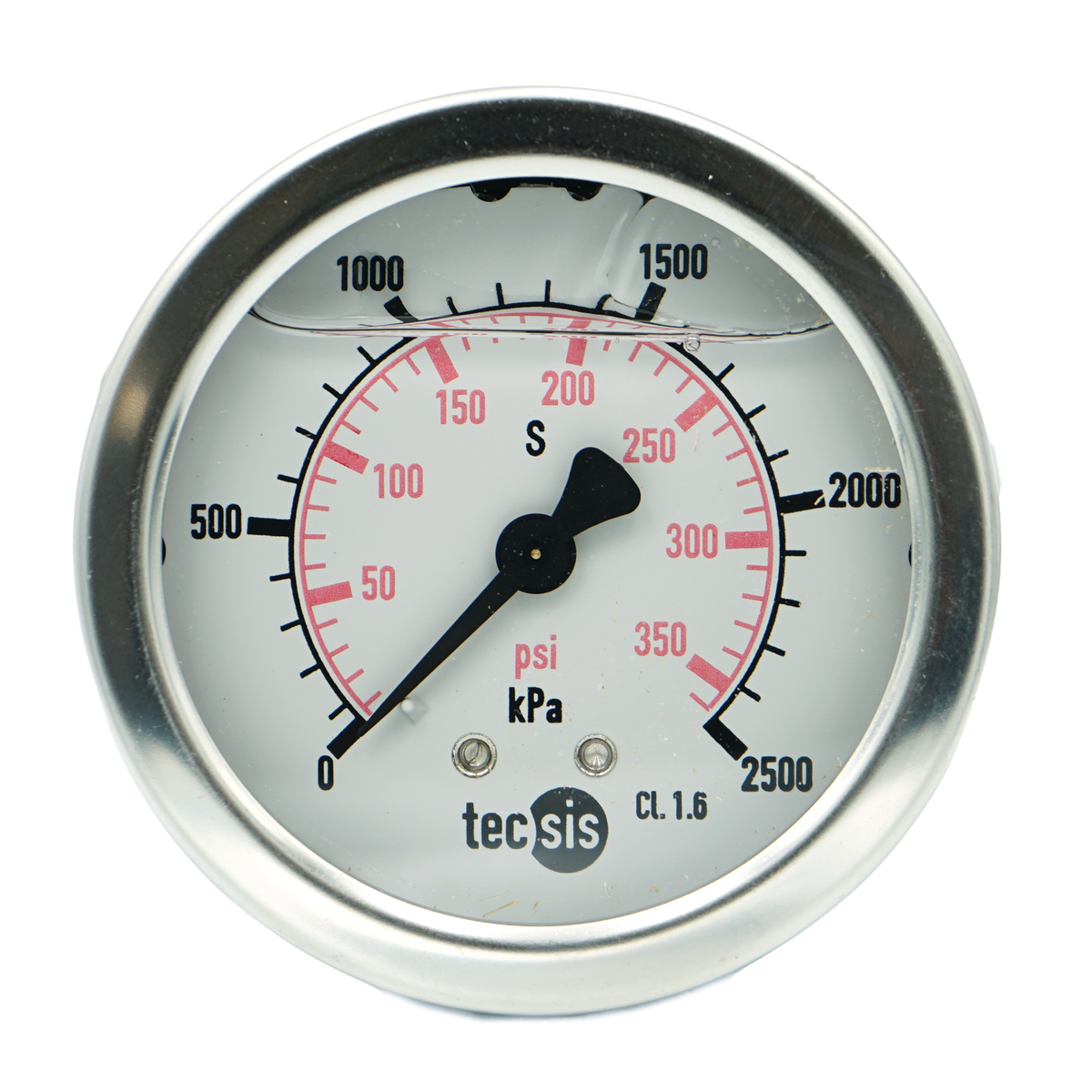P1453 63mm Rear-Entry Pressure Gauge: Brass Internals, 1/4" BSPT or G1/4" BSPP